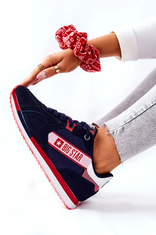 Skórzane Sportowe Buty Big Star II274270 Granatowe