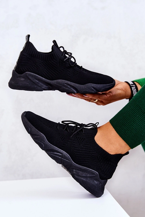 Sportowe Buty Sneakersy Materiałowe Czarne Nolene