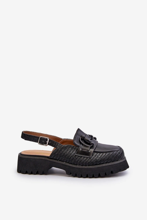 Sandały Damskie Na Płaskim Obcasie Z Ozdobą Czarne D&A MR38-656