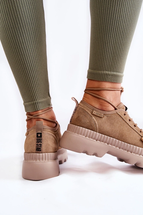 Zamszowe Buty Sportowe Big Star KK274511 Beżowe