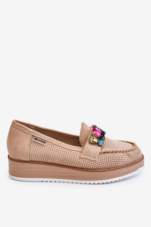 Damskie Mokasyny Na Platformie Z Ozdobami Beżowe Adelyn