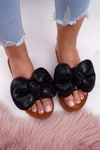 Klapki Damskie z Dużą Kokardą Czarne Big Love