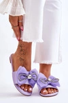 Damskie Klapki Z Kokardą I Cyrkoniami Fioletowe Jolene
