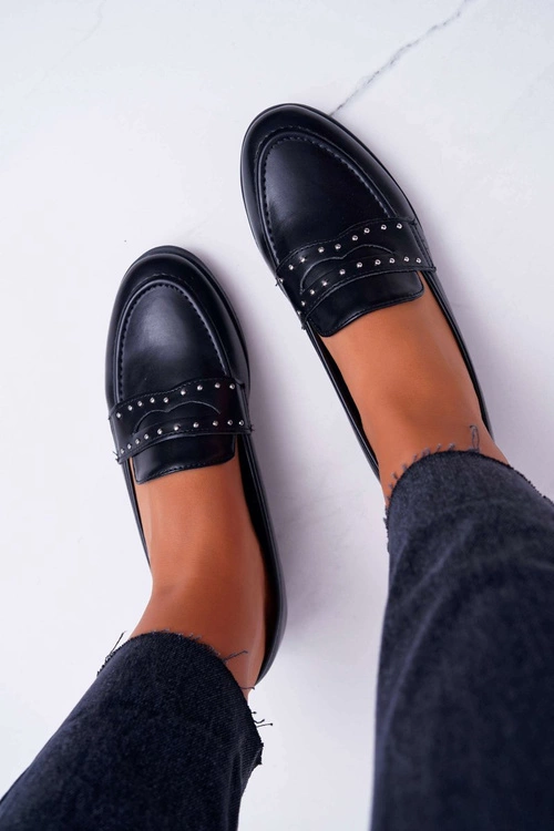 Mokasyny Damskie Loafery Lordsy Czarne Tenes