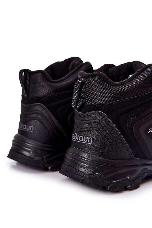 Ocieplane Męskie Buty Sportowe Wiązane Czarne Belfort