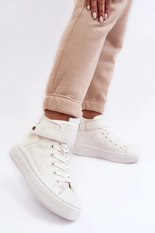 Trampki Damskie Ocieplane Na Platformie Big Star Białe MM274006