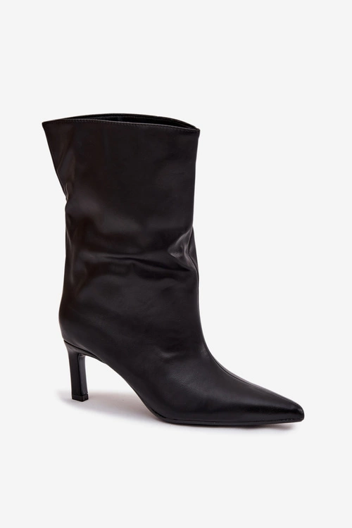 Wsuwane Botki Damskie Na Szpilce Z Eko Skóry Czarne Norell