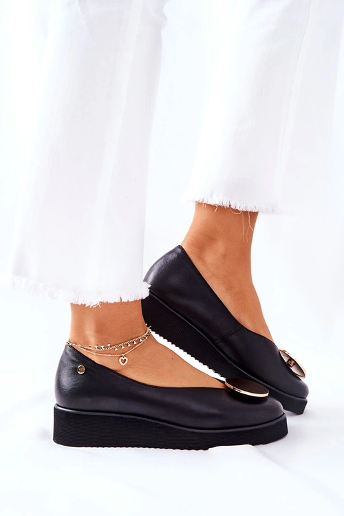 Półbuty Baleriny Na Platformie Maciejka Czarne 5315B-01