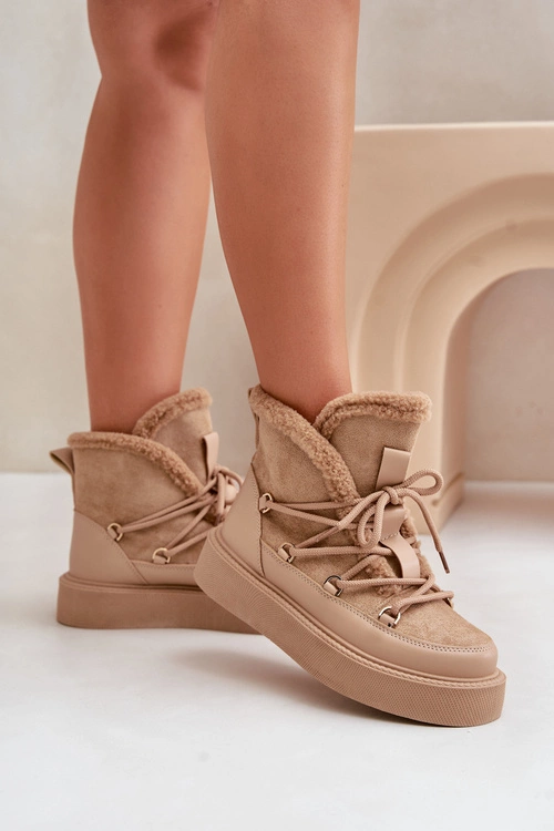 Botki Śniegowce Na Platformie Ciemnobeżowe Tamidra