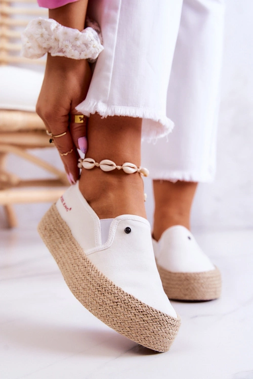 Damskie Espadryle Na Platformie Cross Jeans JJ2R4013C Białe