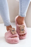 Futrzane Kapcie Damskie Z Misiem Różowe Romania