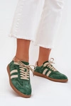 Zamszowe Sneakersy Damskie Zielone Sirella