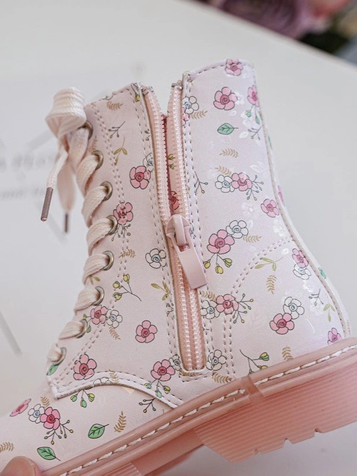 Ocieplane Botki Dziecięce Na Suwak Różowe Dolida