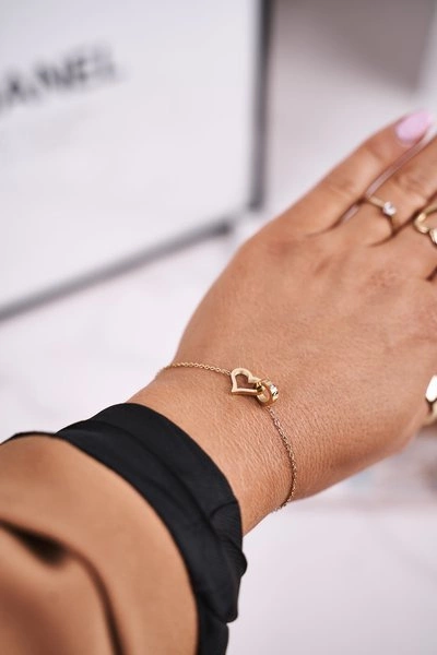 Bransoletka Celebrytka Kółeczko i Serce Złota Promise