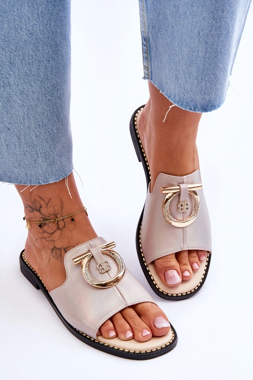 Klapki Skórzane Comfort Shoes S.Barski KV-2775-32 Nude