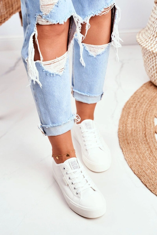 Skórzane Trampki Damskie Big Star Białe GG274098