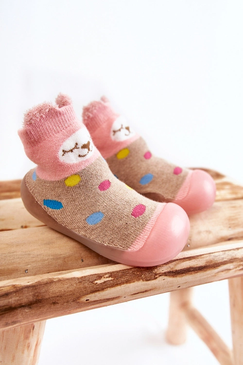 Dziecięce Papcie Niechodki Befado 002P019 Beżowo-Różowe