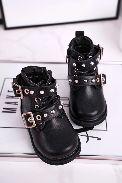 Dziecięce Botki Ocieplone Futerkiem Czarne Mary