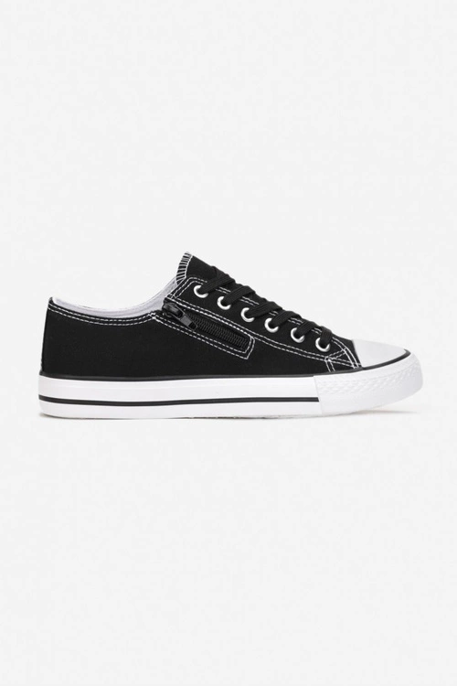 Damskie Trampki Z Suwakiem Czarne Malani