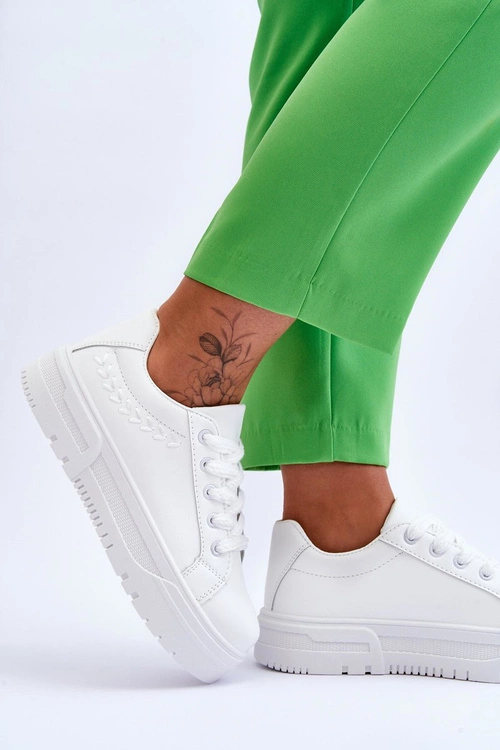 Wygodne Damskie Buty Sportowe Na Platformie Białe Devan