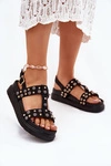 Zdobione Sandały Damskie Na Platformie Czarne Mailisa