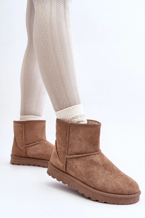 Damskie Śniegowce Ocieplane Futerkiem Khaki Lizio