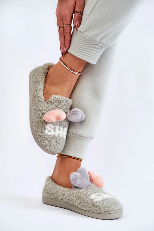 Damskie Wsuwane Papcie Z Sercami Zielone Alasca