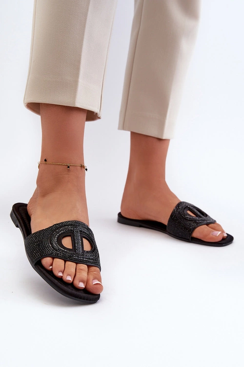 Klapki Damskie Na Płaskim Obcasie Czarne Dimrose