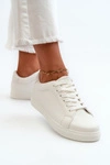 Niskie Sneakersy Buty Sportowe Damskie Z Eko Skóry Białe Diunna