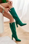 Kozaki Damskie Na Słupku Do Kolana Zielone Truly Love