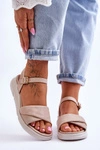 Damskie Sandały Comfort Shoe Na Koturnie Nude Ingrid