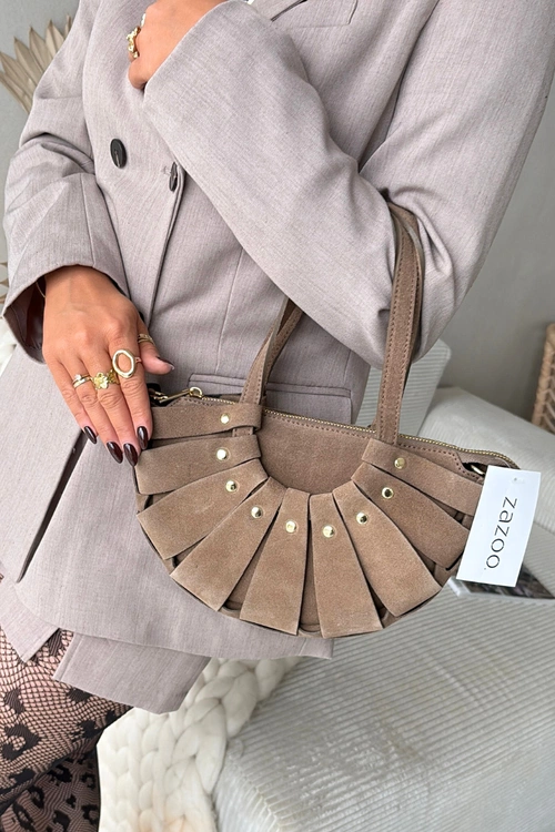 Torebka Z Naturalnego Zamszu Beżowa Marivane