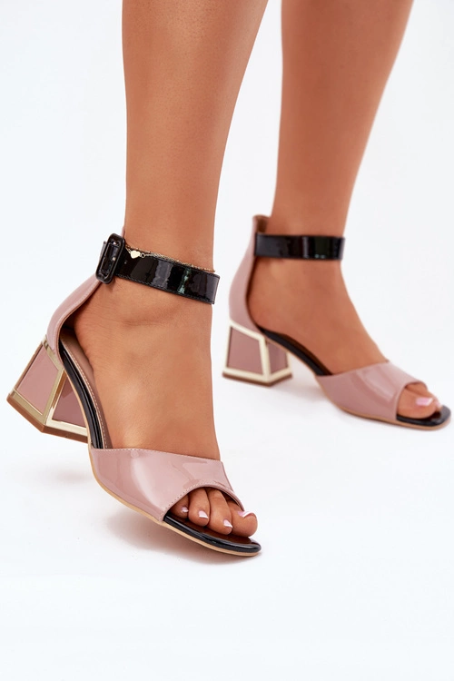 Lakierowane Sandały Damskie Na Słupku Nude Zennia