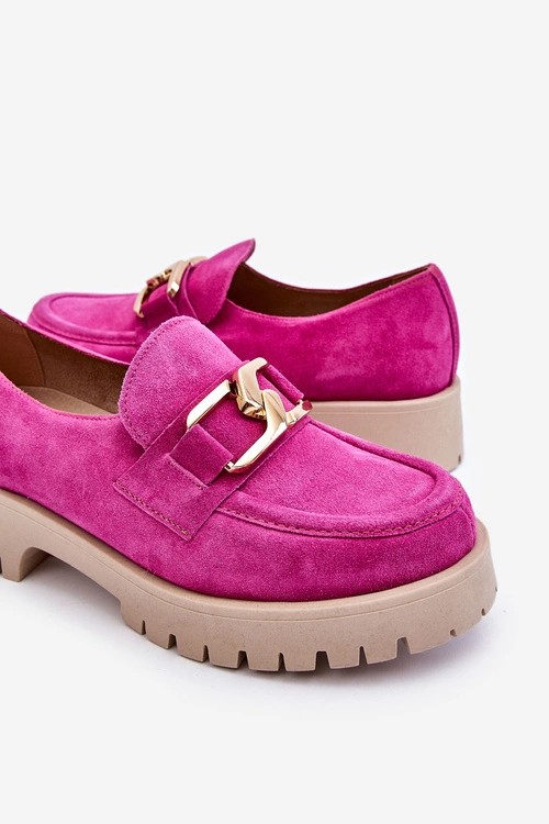 Modne Zamszowe Półbuty Loafery Fuksja Lemar Rayhan