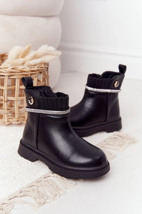 Dziecięce Botki Z Cekinami Czarne Toffees