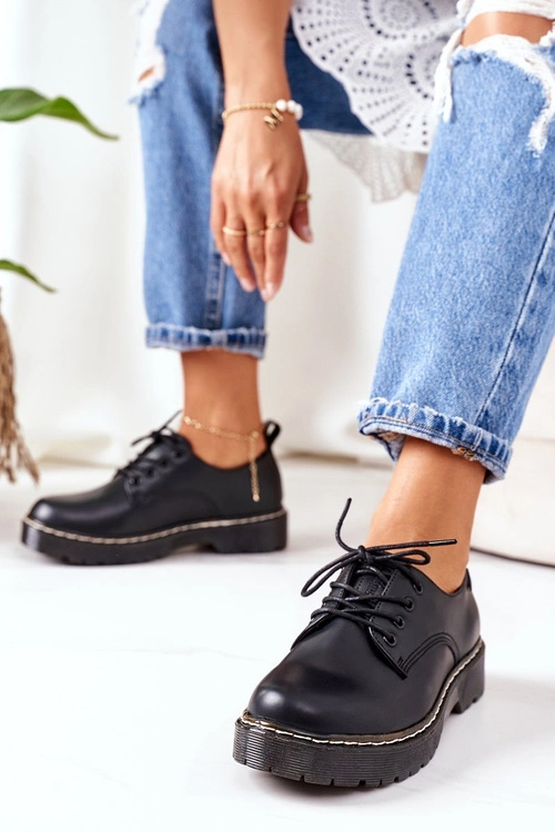 Skórzane Półbuty Oxfordy Big Star II274107 Czarne