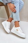 Sneakersy Damskie Na Platformie Biało-Beżowe Temittes