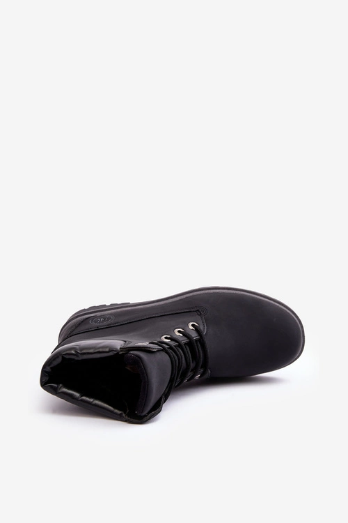 Męskie Botki Trapery Sznurowane Czarne Memeni