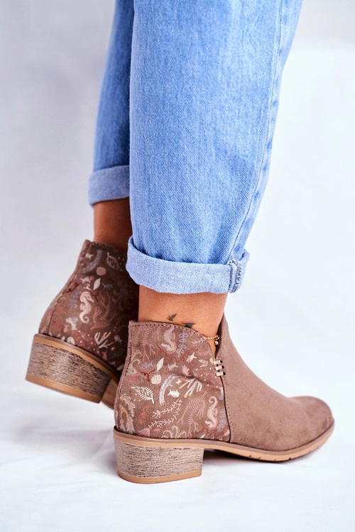 Botki Damskie Płaski Obcas Wiosenne Brązowe Elizabeth