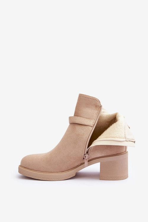 Zamszowe Botki Z Klamrą Beżowe Neste
