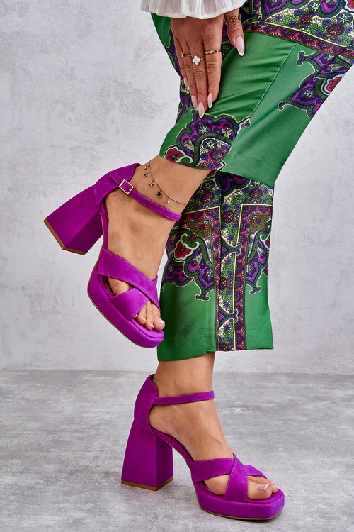 Damskie Zamszowe Sandały Na Obcasie Lewski Shoes 3221 Fuksja