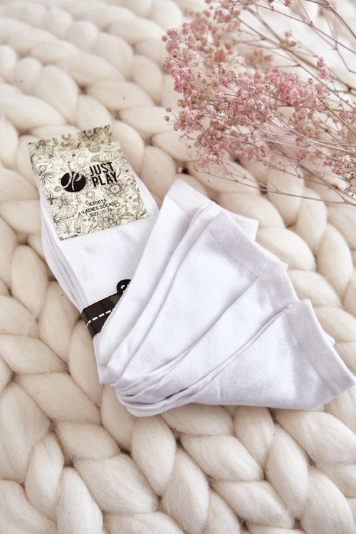 Damskie Klasyczne Skarpety Gładkie 5-Pak Białe