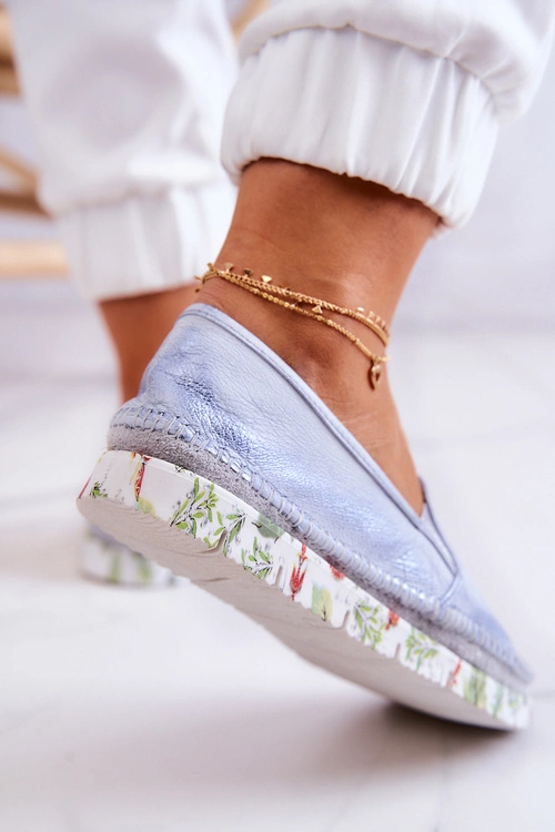 Damskie Półbuty Wsuwane Skórzane Maciejka 03512-40 Jasnoniebieskie