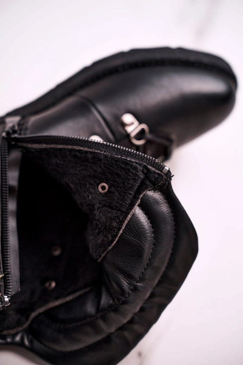 Damskie Ocieplane Botki z Cyrkoniami Czarne Gisele