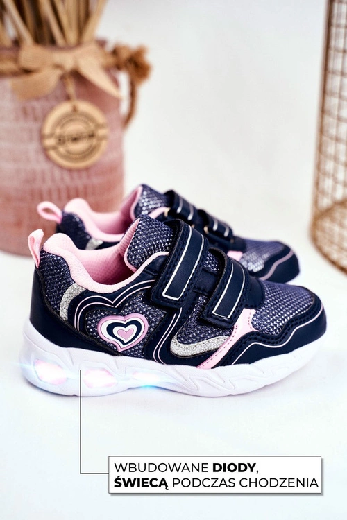 Sportowe Buty Dziecięce Świecące Na Rzepy Granatowe Scarlet