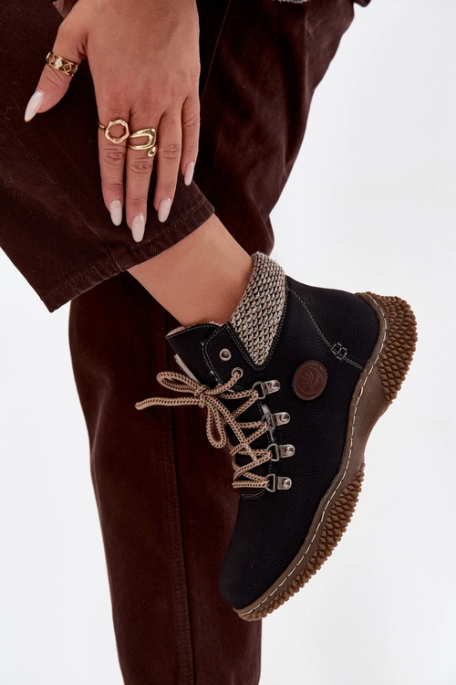 Ocieplane Botki Trapery Damskie Czarne Zenaya