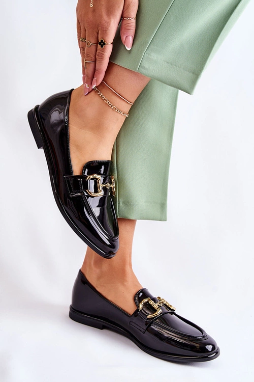 Damskie Lakierowane Mokasyny Czarne Coriso