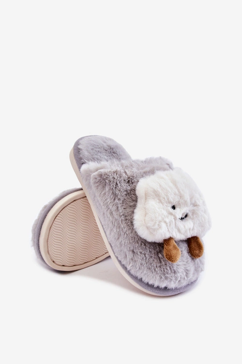 Dziecięce Ocieplane Papcie Z Futerkiem Szare Rubee