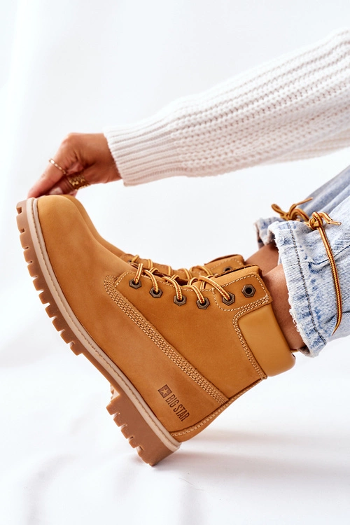 Damskie Skórzane Trapery Big Star II274447 Camel