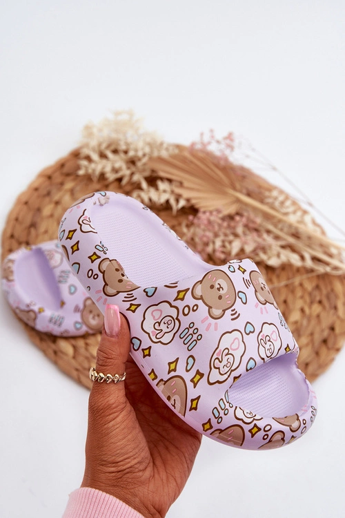 Dziecięce Lekkie Klapki W Misie Fioletowe Evitrapa